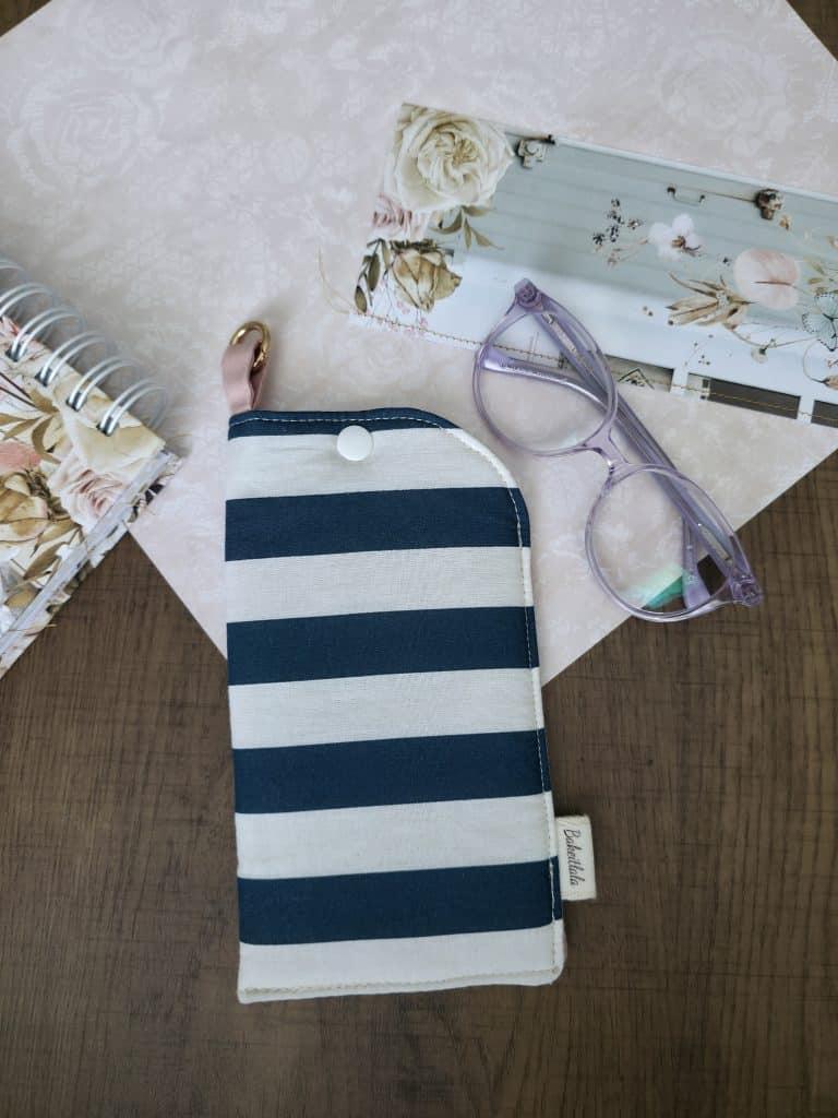 Navy Stripe Glasses Case