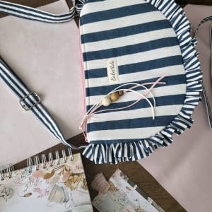 Navy & Ivory Ruffle Stripe Shoulder Bag
