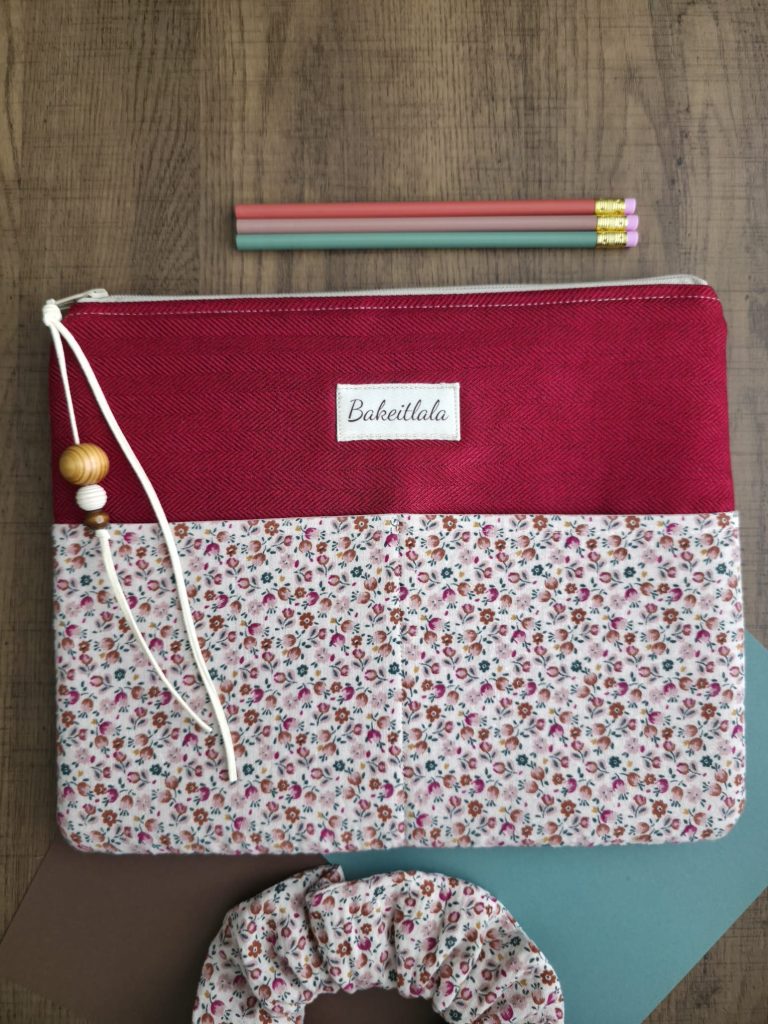 Red Velvet Padded Tablet Sleeve with Two Outer Pockets