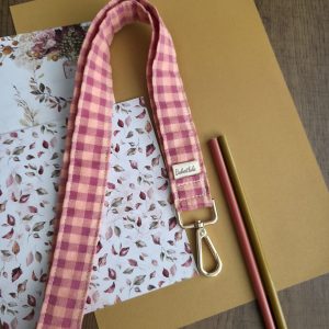 Salmon Raspberry Pastel Fabric Lanyard