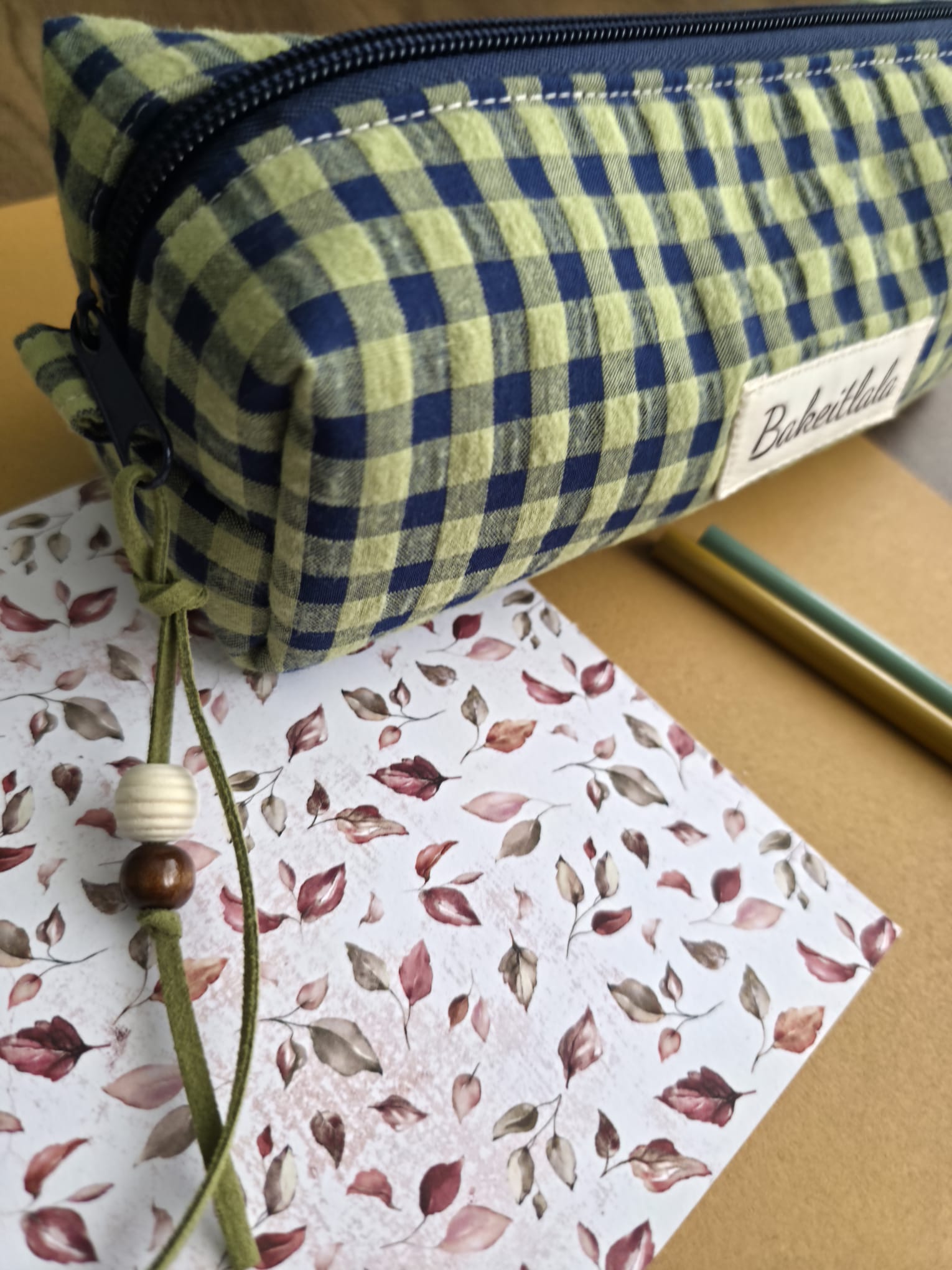 Olive & Navy Padded Pencil Case - Image 2