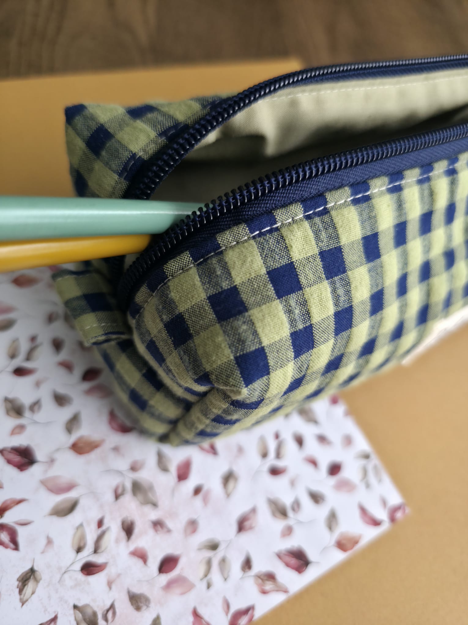 Olive & Navy Padded Pencil Case - Image 3