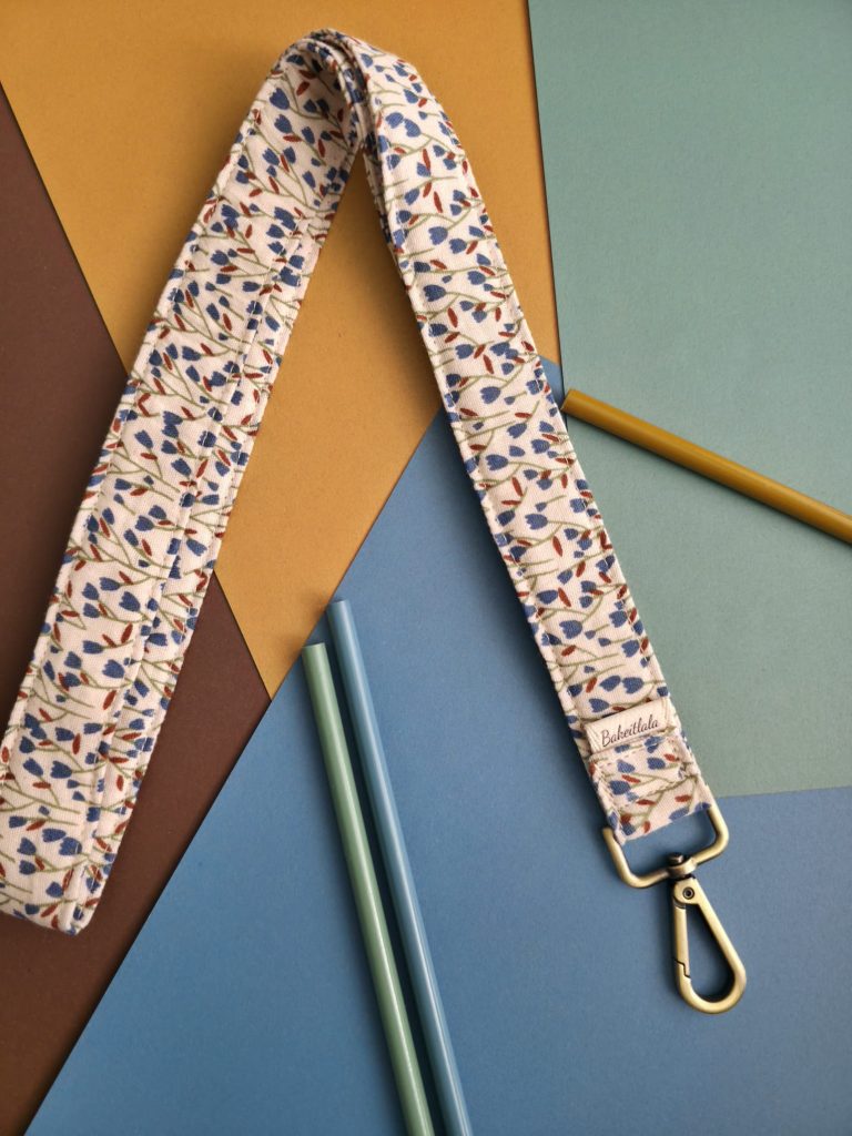 Cake Blueberry and Cream Handmade Fabric Lanyard