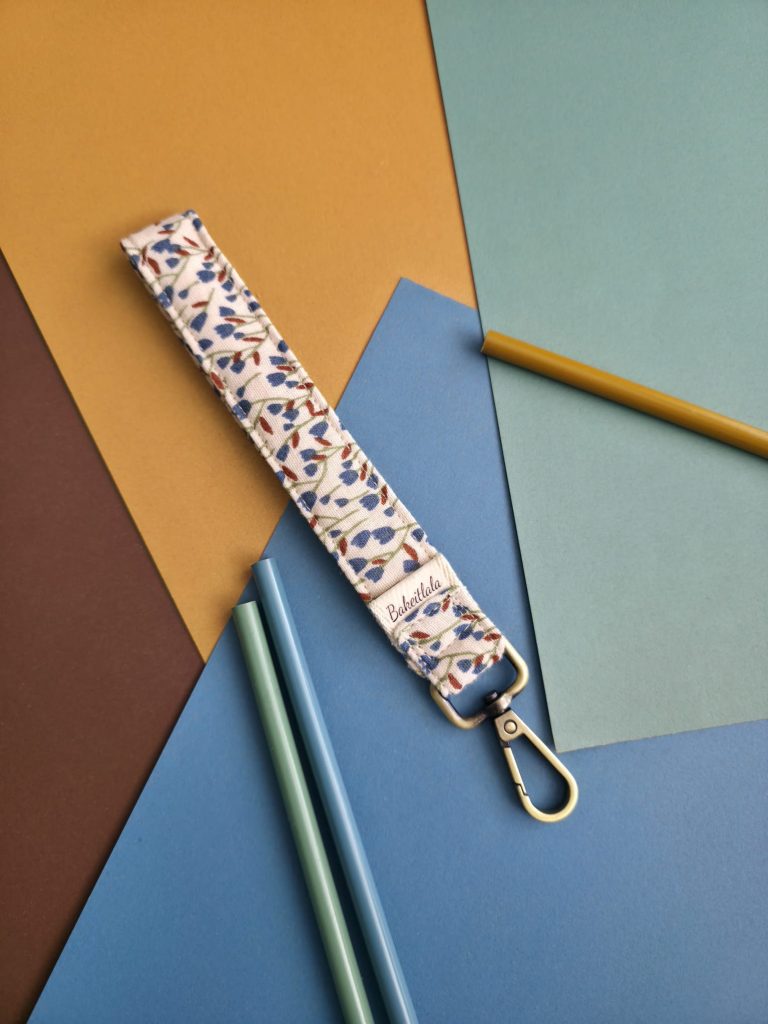 Cake Blueberry and Cream Handmade Fabric Key Fob