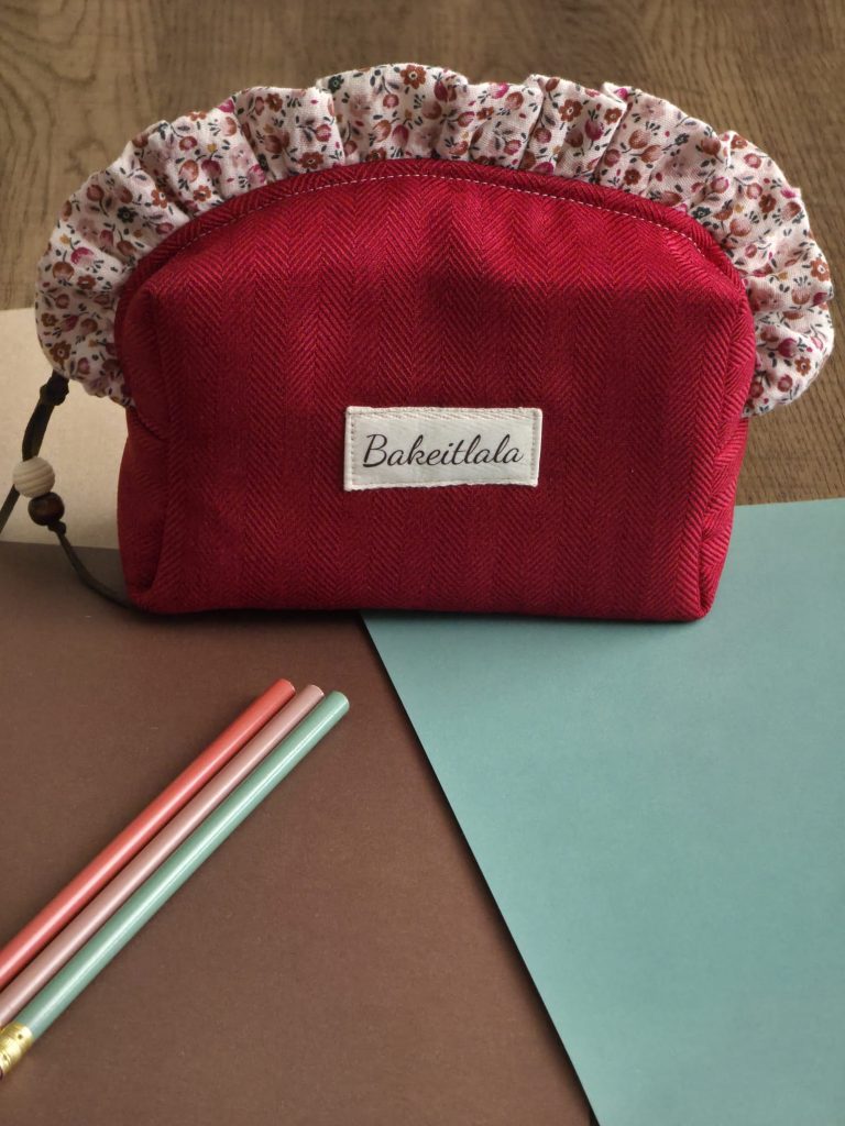Red Velvet Ruffle Vanity Pouch