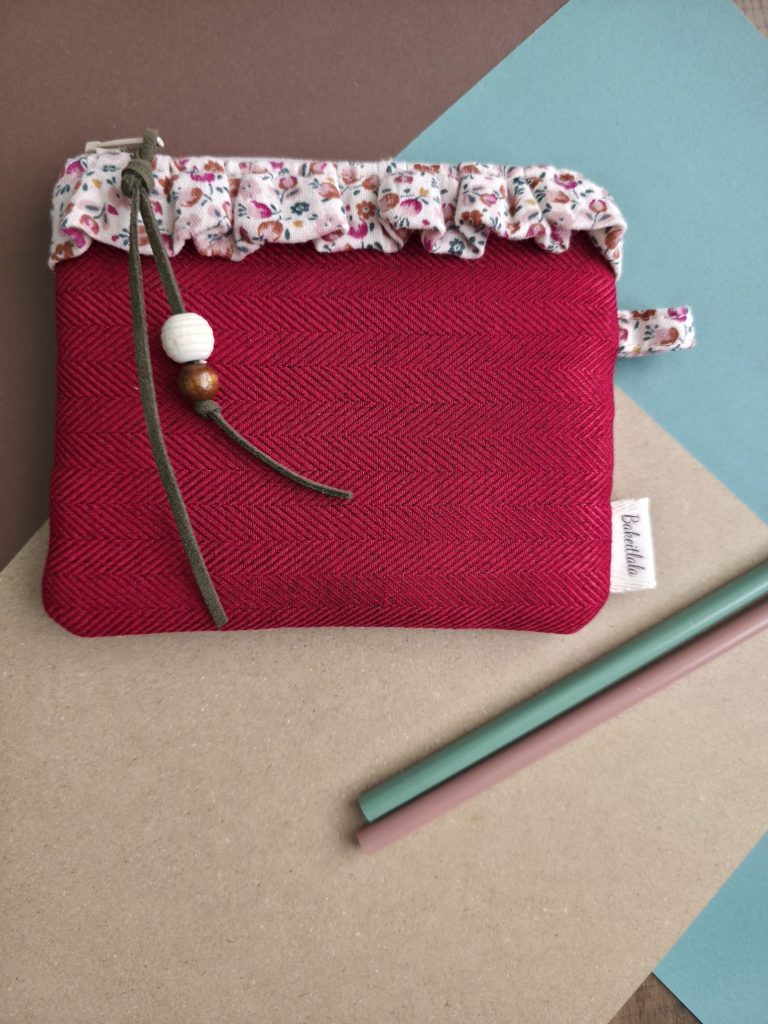 Red Velvet Ruffle Mini Pouch