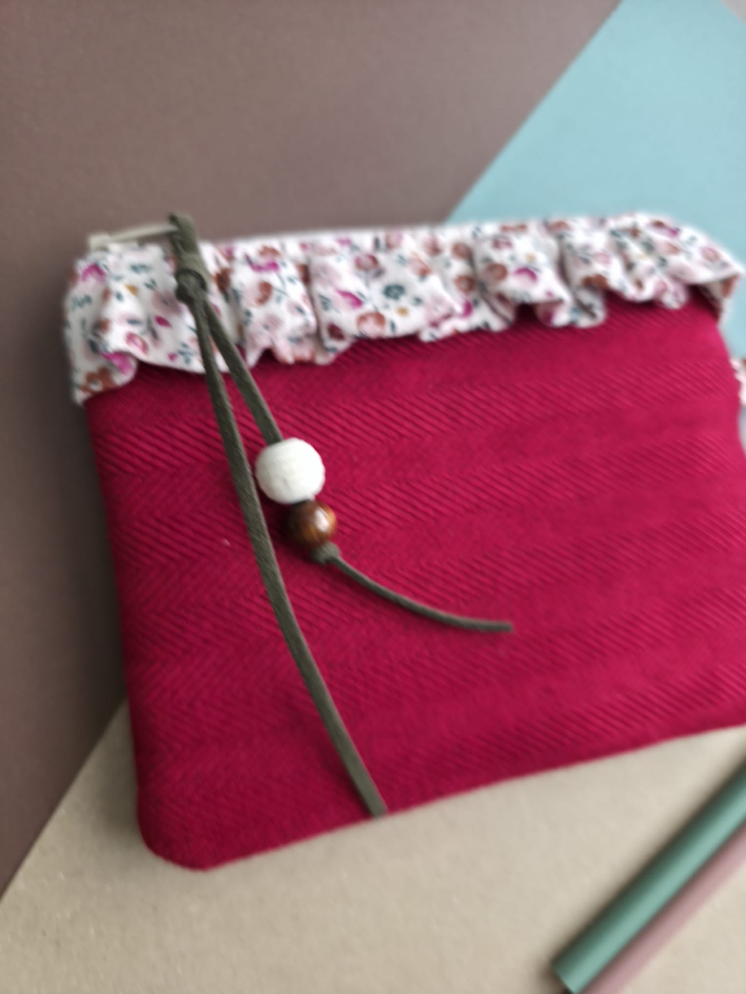 Red Velvet Ruffle Mini Pouch - Image 2